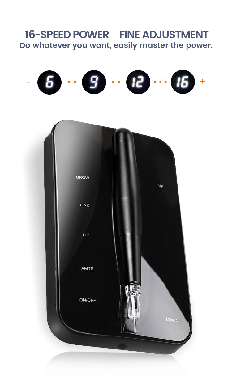 Black Shiny Battery PMU Machine - CharmingTattooSupply
