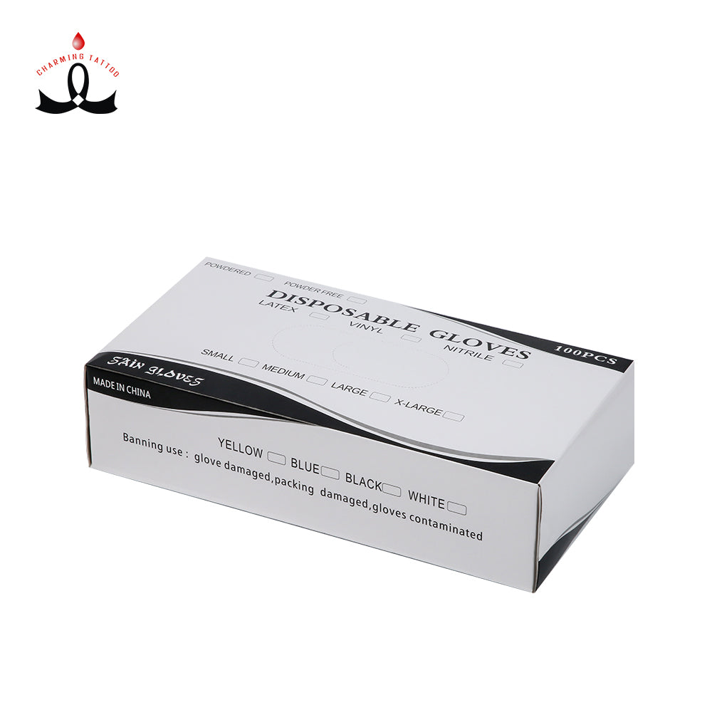 Black Disposable Latex Gloves 100pcs/Box - CharmingTattooSupply