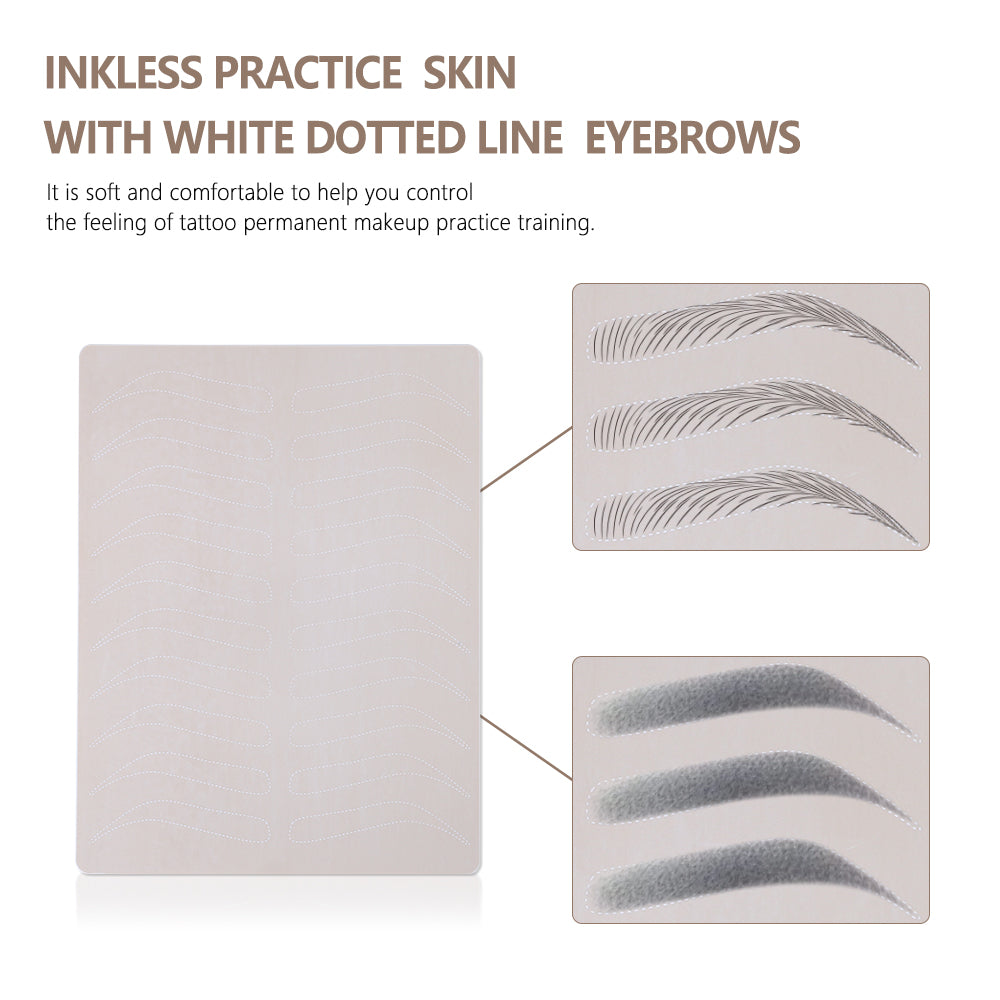 Inkless Practice Skin With White dotted line Eyebrows - CharmingTattooSupply