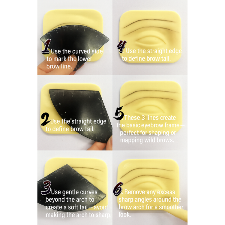 1-Minute Eyebrows – Quick Brow Shaping Tool for PMU Artists | Professional Eyebrow Ruler | Microblading Template