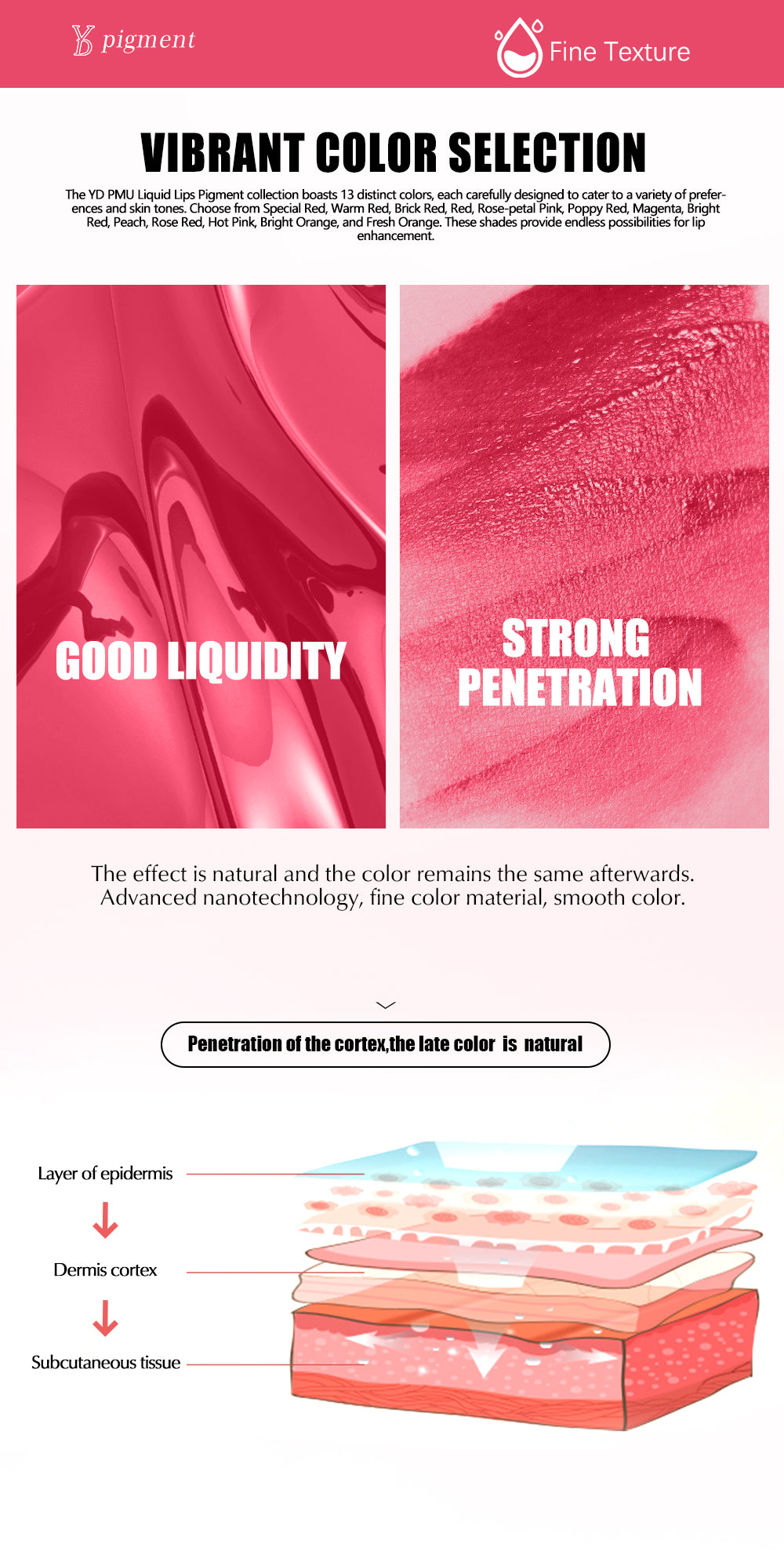 Hot Pink-YD Organic Liquid Lips Permanent Makeup Pigments - CharmingTattooSupply