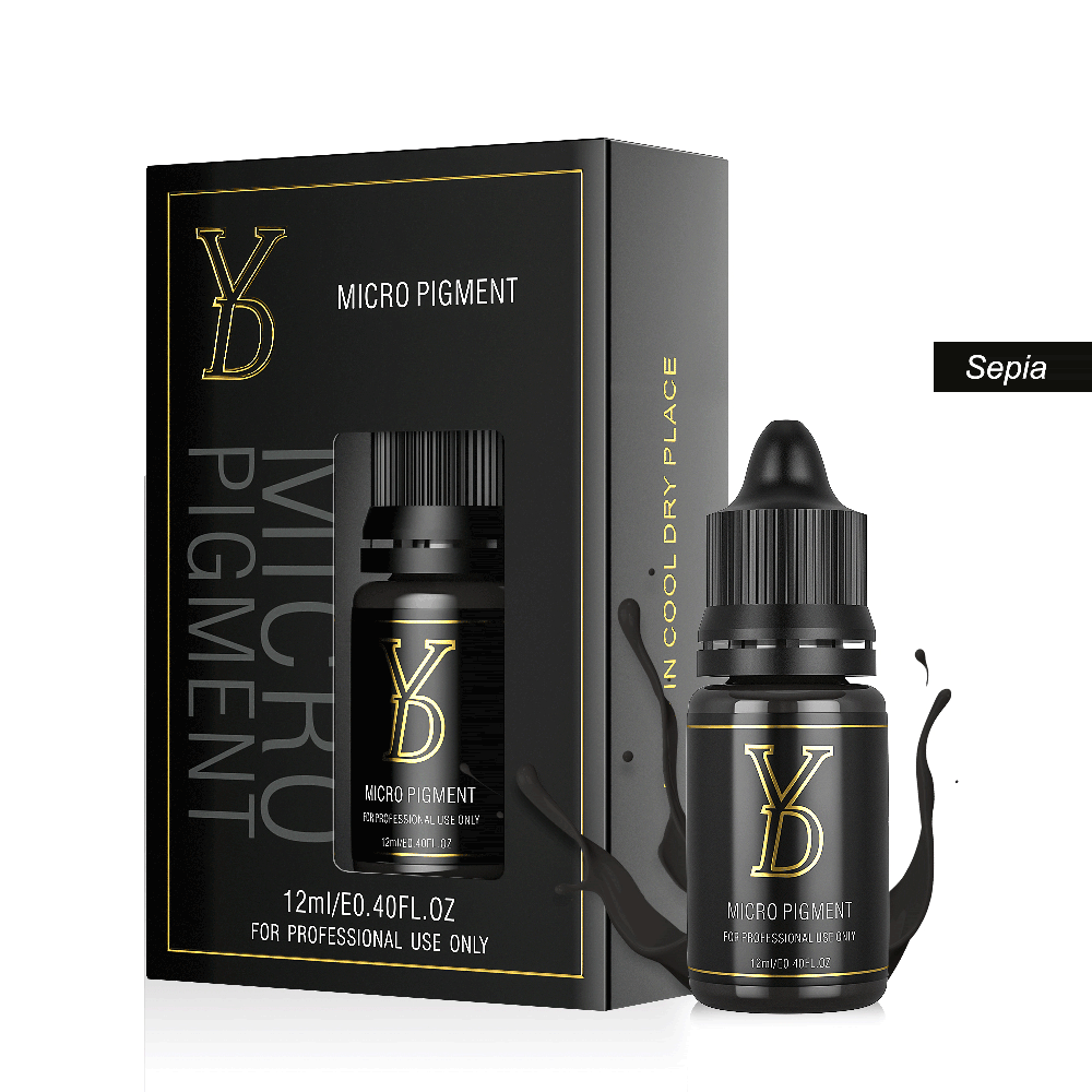 Sepia - YD Organic Liquid Eyebrow Permanent Makeup Pigment | Cool Darkest Brown | Eyeliner & Men's Brows | Dark Skin