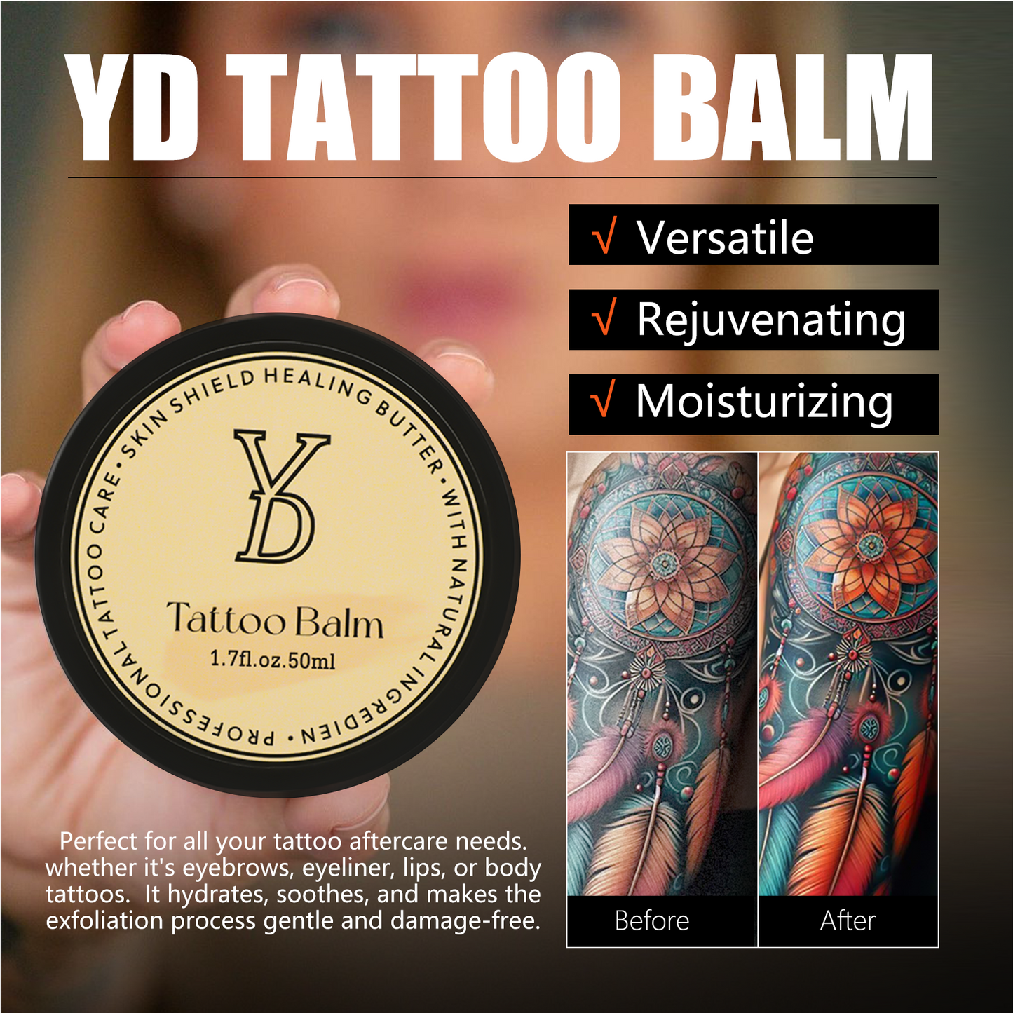 YD Tattoo Balm For Tattoo aftercare (Eyebrow ;Lip;Tattoo body) (50ml)