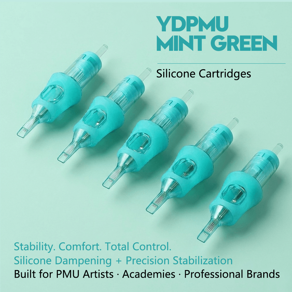 YDPMU Mint Green PMU Cartridge Needles – 316 Medical Grade, EO Sterilized, 10Pcs/Box