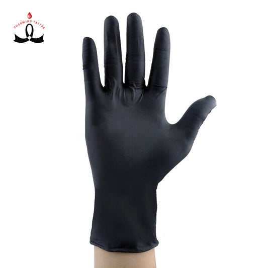 Black Disposable Latex Gloves 100pcs/Box - CharmingTattooSupply