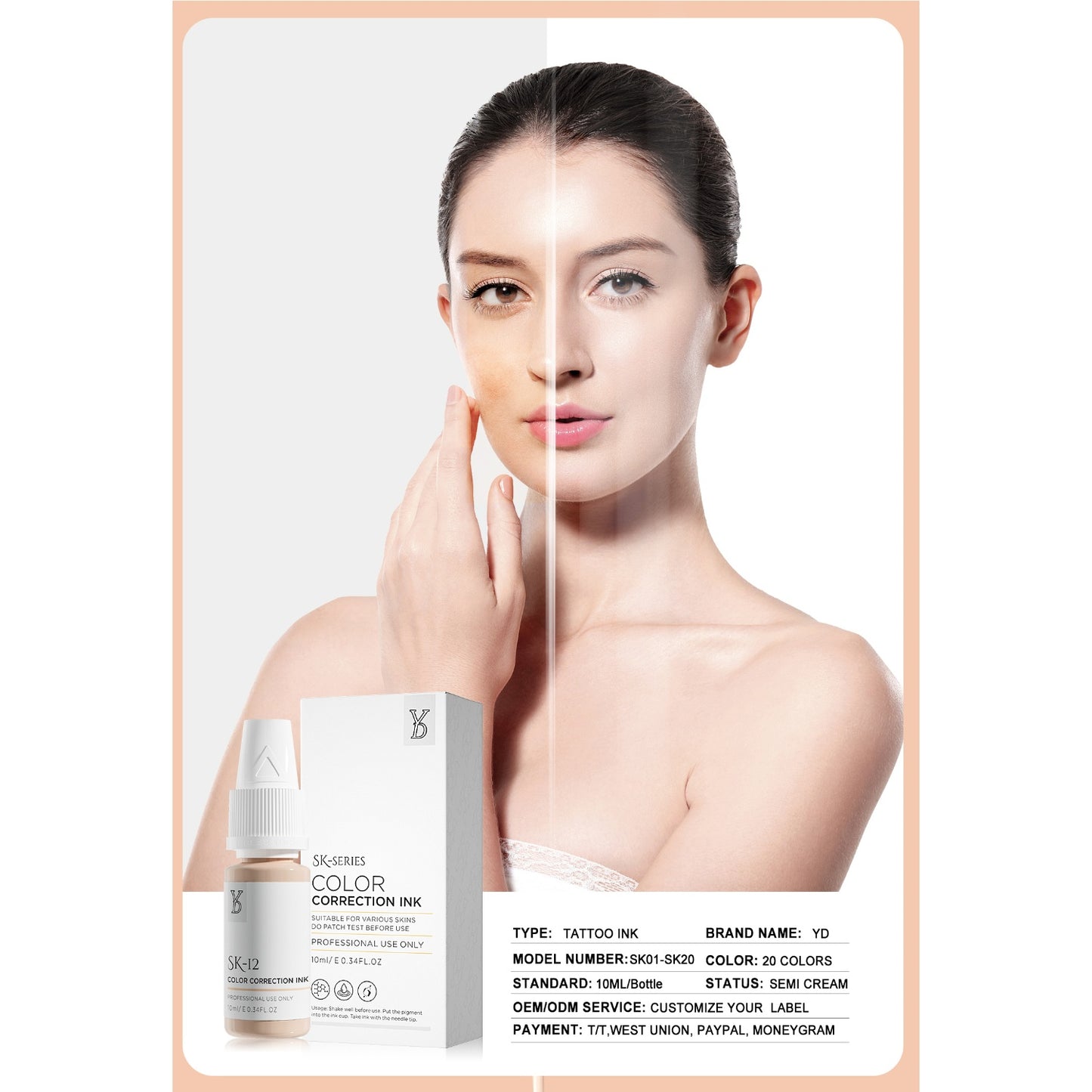 SK-10 – YDPMU Skin Camouflage Pigment | Deep Brown Skin Tone Scar Camouflage Ink for Rich Deep Skin
