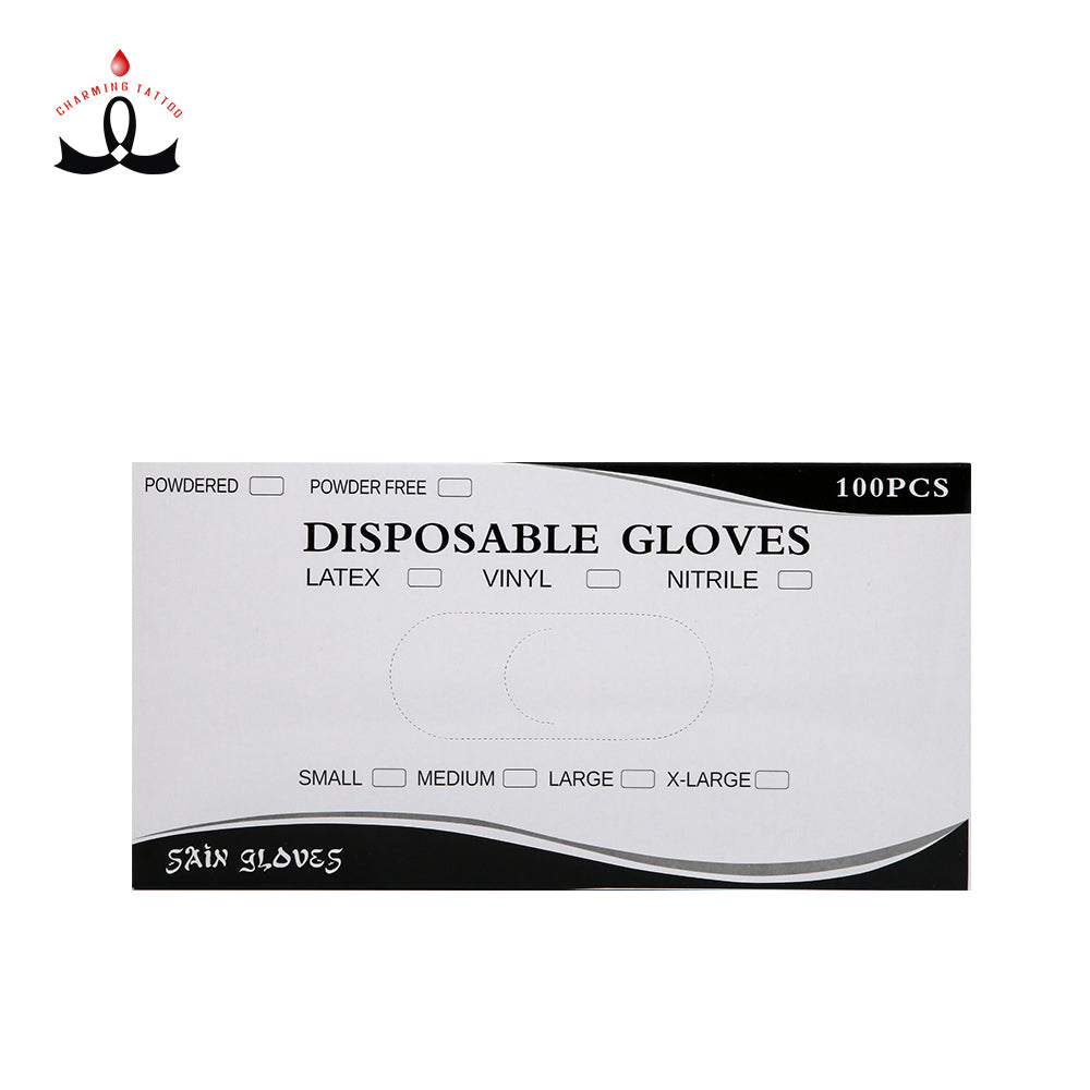 Black Disposable Latex Gloves 100pcs/Box - CharmingTattooSupply