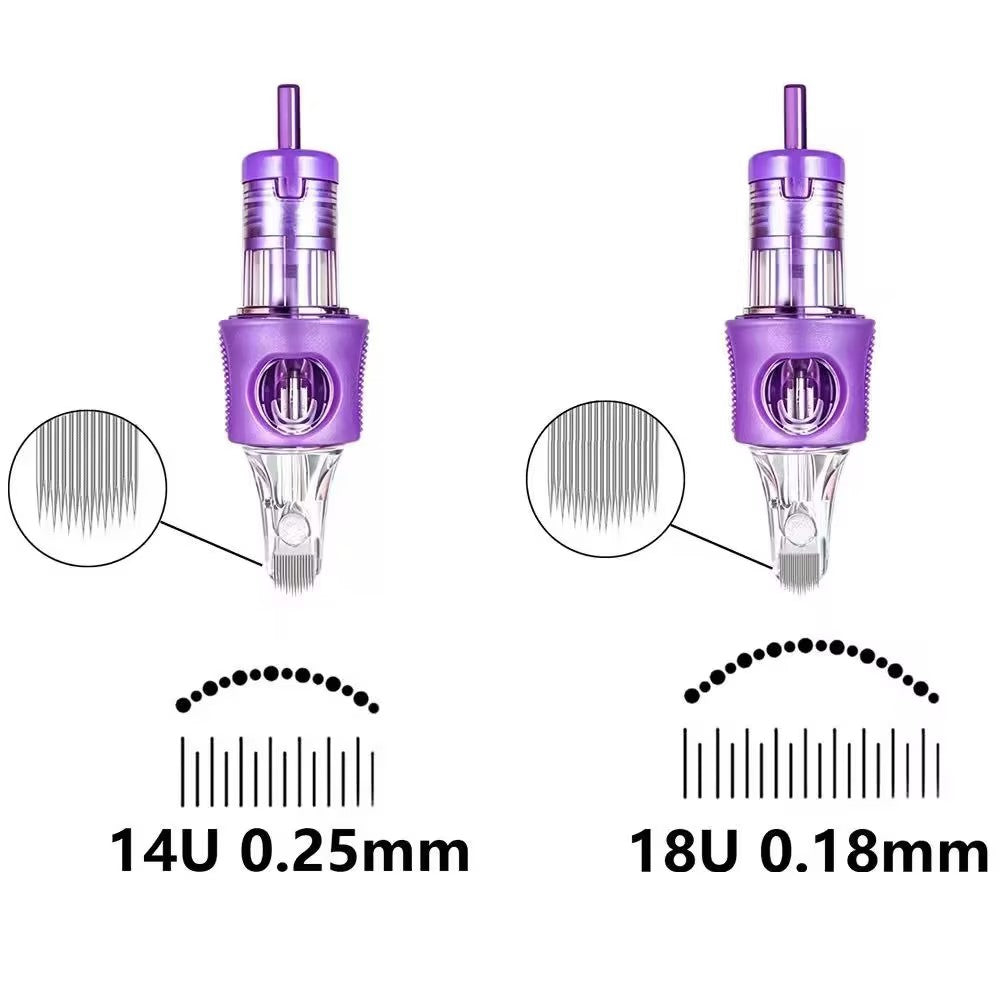 YD Violet Precision PMU Needles – Medical Grade 18U & 14UX, 20 pcs per box