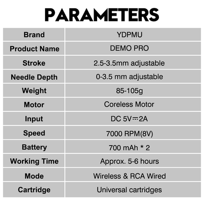 YDPMU Demo Pro – Professional Wireless Permanent Makeup Machine