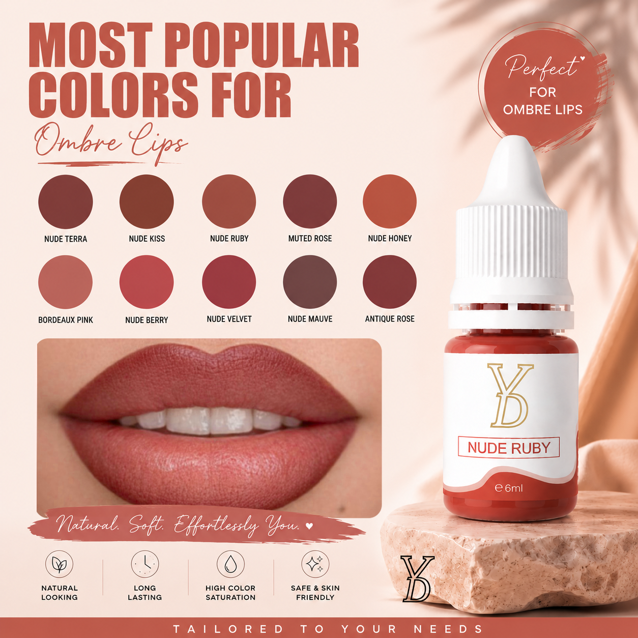 YDPMU Nude Organic Lip Pigment 6ml | PMU Lip Color