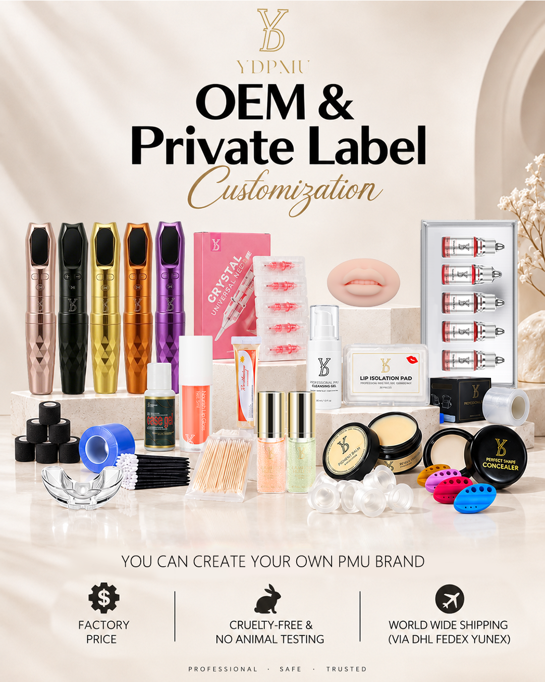 YDPMU Complete Lip Blush PMU Starter Kit – DEMO Pro Machine, 5 Pigments & Professional Supplies