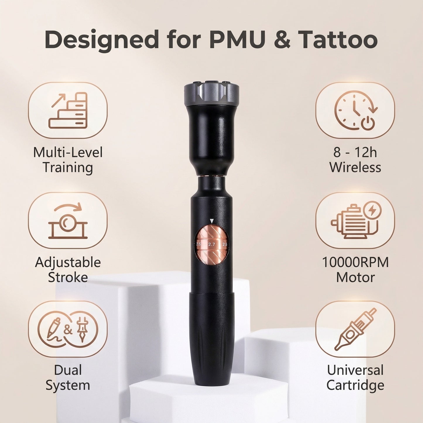 YDPMU Blink 1.0 Wireless PMU Kit – Professional Starter Permanent Makeup Machine Kit for Microblading & PMU