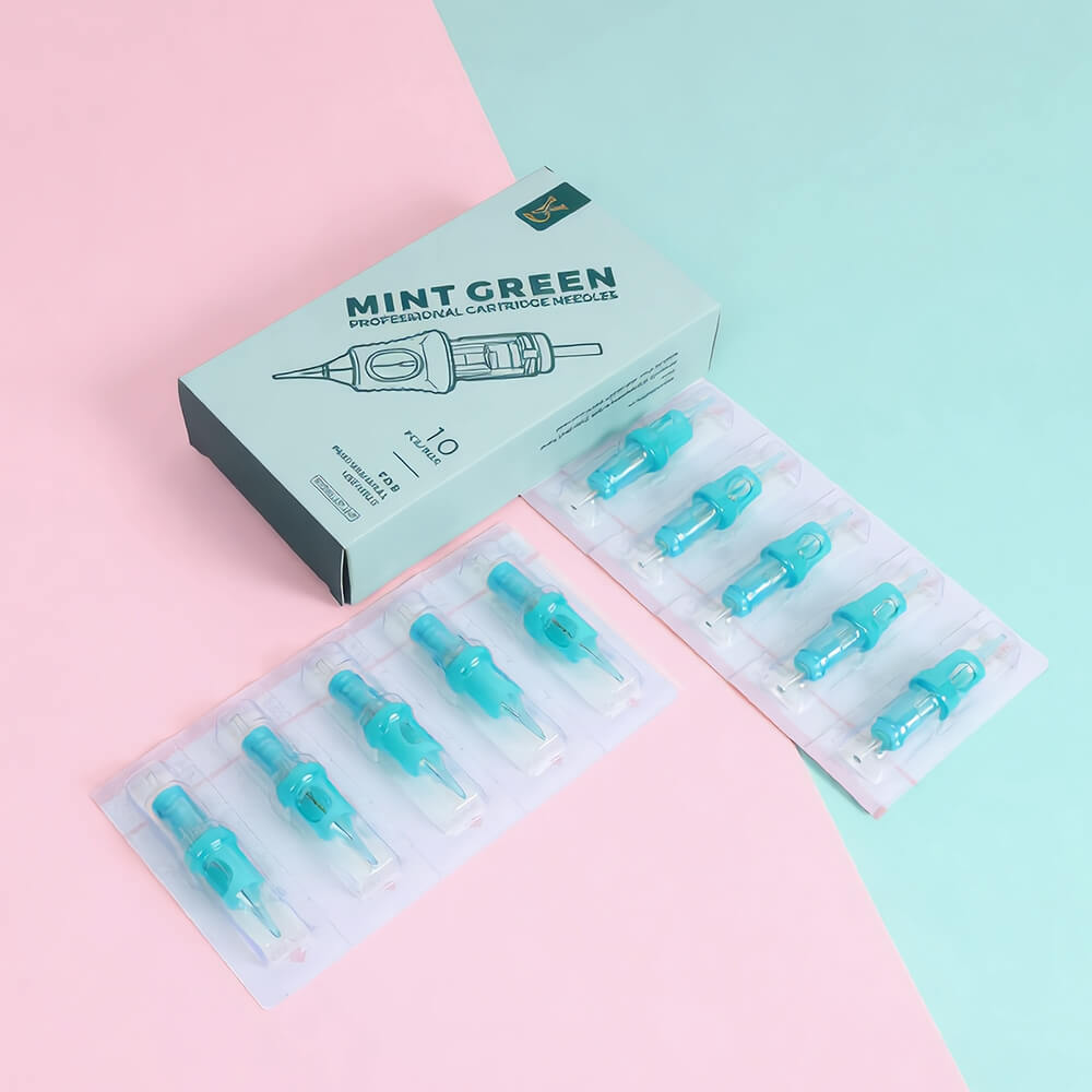 YDPMU Mint Green PMU Cartridge Needles – 316 Medical Grade, EO Sterilized, 10Pcs/Box