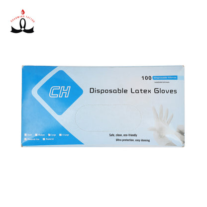 White Disposable Latex Gloves 100pcs/Box - CharmingTattooSupply