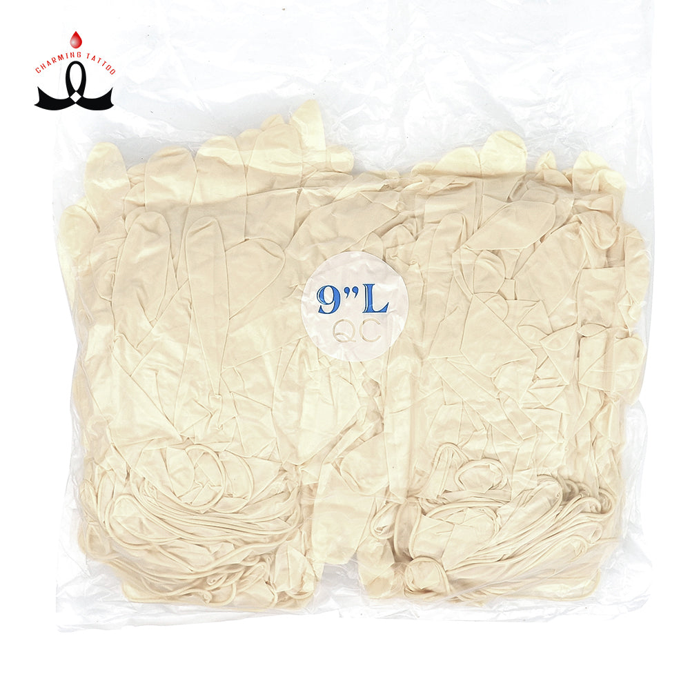 White Disposable Latex Gloves 100pcs/Box - CharmingTattooSupply