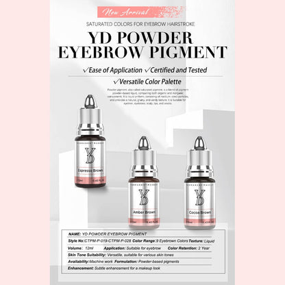 Amber Brown – YDPMU Powder Hybrid Liquid Pigment for Brows | Warm Amber Brown PMU Eyebrow Pigment