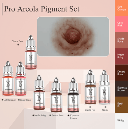 Areola Tattoo Pigment Series - Professional Powder PMU Pigment Set (8 Colors)