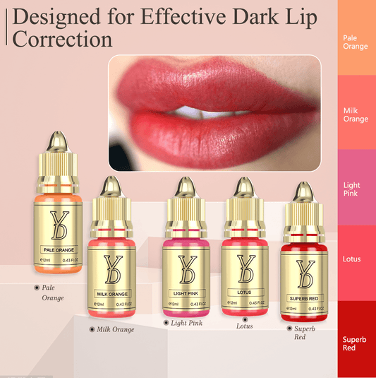 YDPMU Dark All-In-One Lip Pigment Set – Professional Dark Lip Correction & Lip Blush PMU Ink | 5 Colors | Anti-Darkening Formula | 12ml