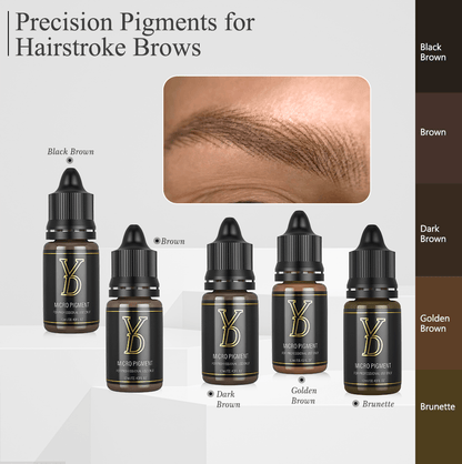 YDPMU Nano Brows Organic Pigment Set – Professional Nano Brow & PMU Eyebrow Ink | 5 Brown Tones | Nano-Molecule Technology | 3–5 Year Retention | 12ml