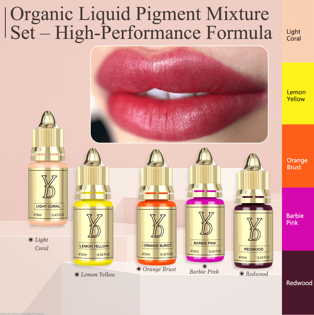 YDPMU Neo Mixture Lip Pigment Set – Professional Lip Blush PMU Ink | 5 Mix Colors | Anti-Darkening Formula | 12ml