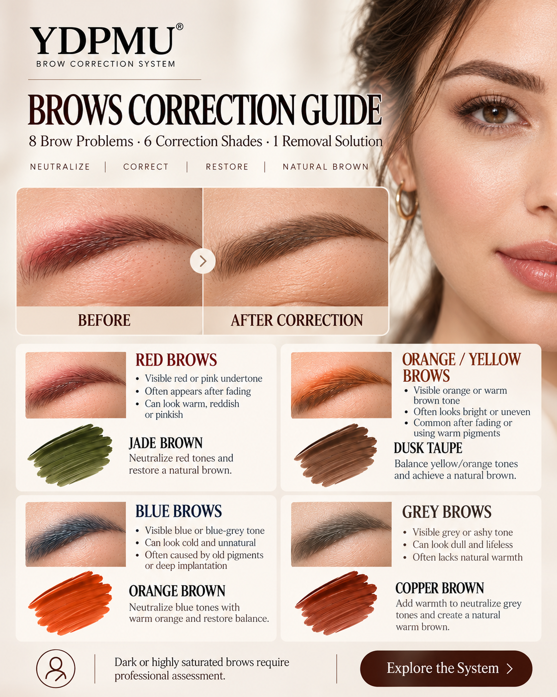 YDPMU Brow Correction System – 6 Correction Shades + Removal Solution