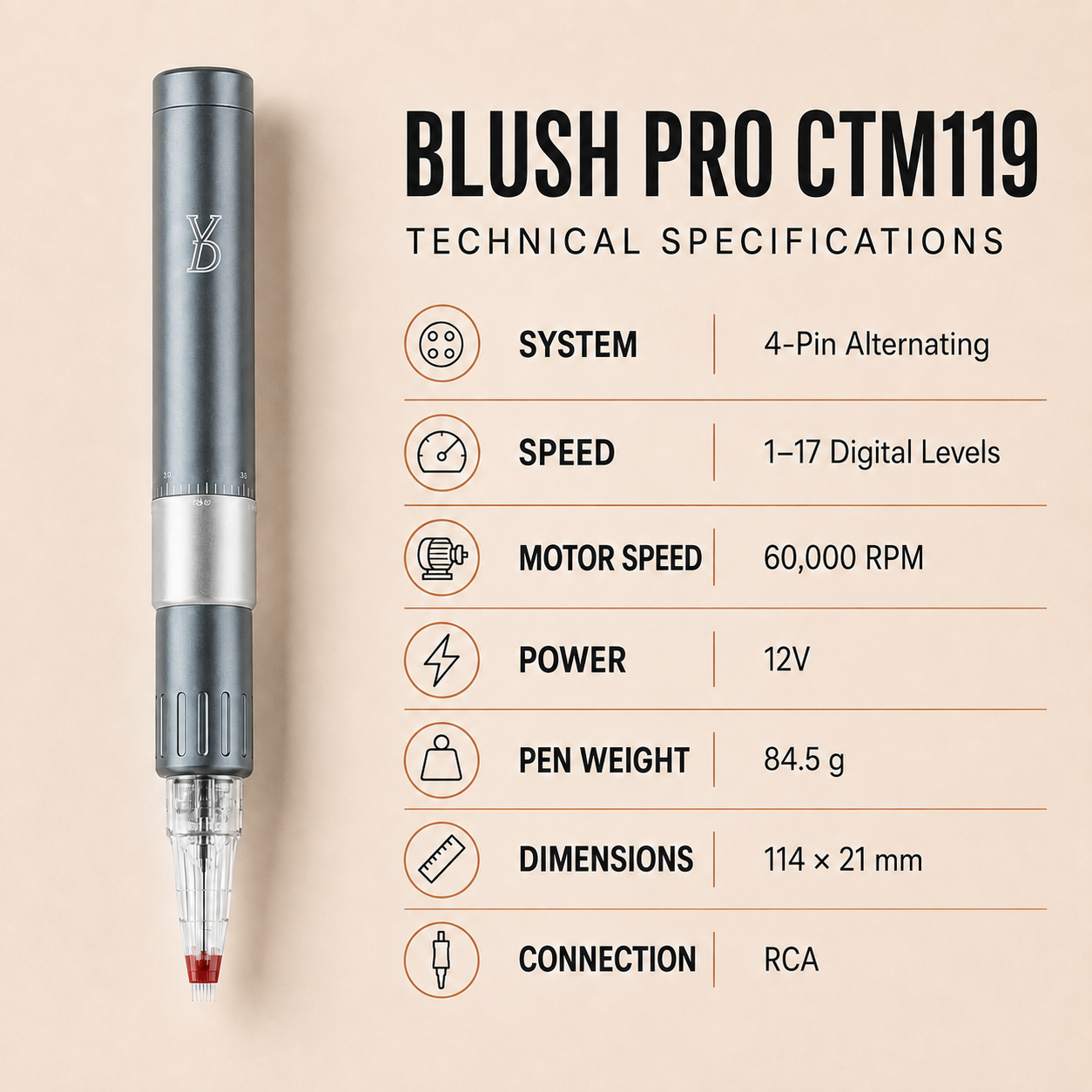 YDPMU Blush Pro CTM119 4-Pin PMU Machine