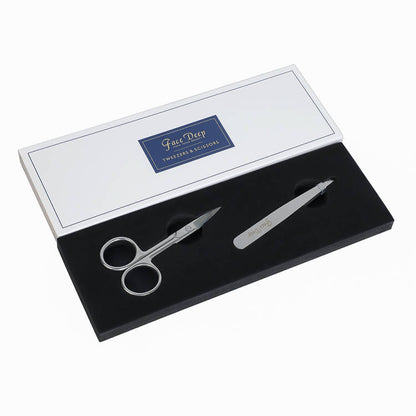 FACE DEEP SCISSORS AND TWEEZERS (2PCS/BOX) - CharmingTattooSupply