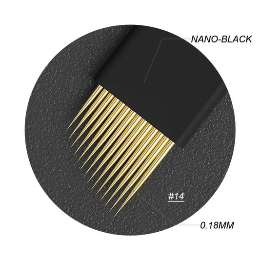 FACE DEEP NANO GOLD LUX BLADE #14 0.18MM/ #18U 0.18MM（20PCS/BOX） - CharmingTattooSupply
